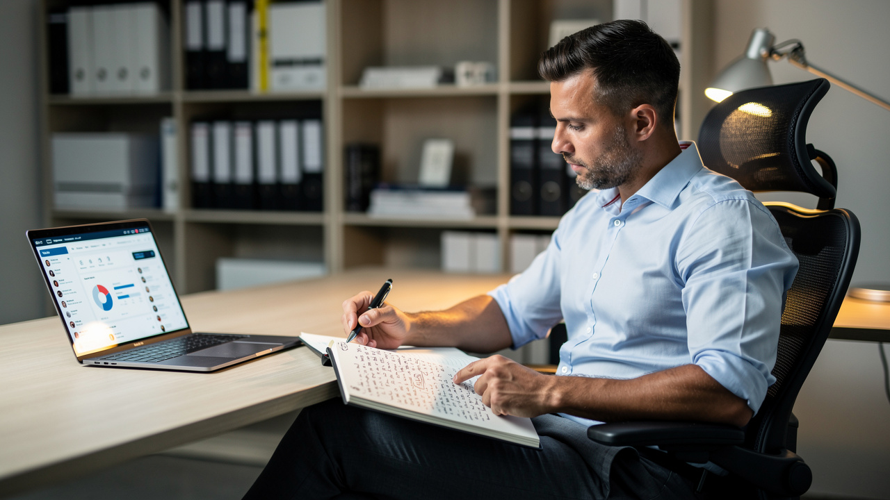 Sales professional analyzing rejection and objection patterns from calls