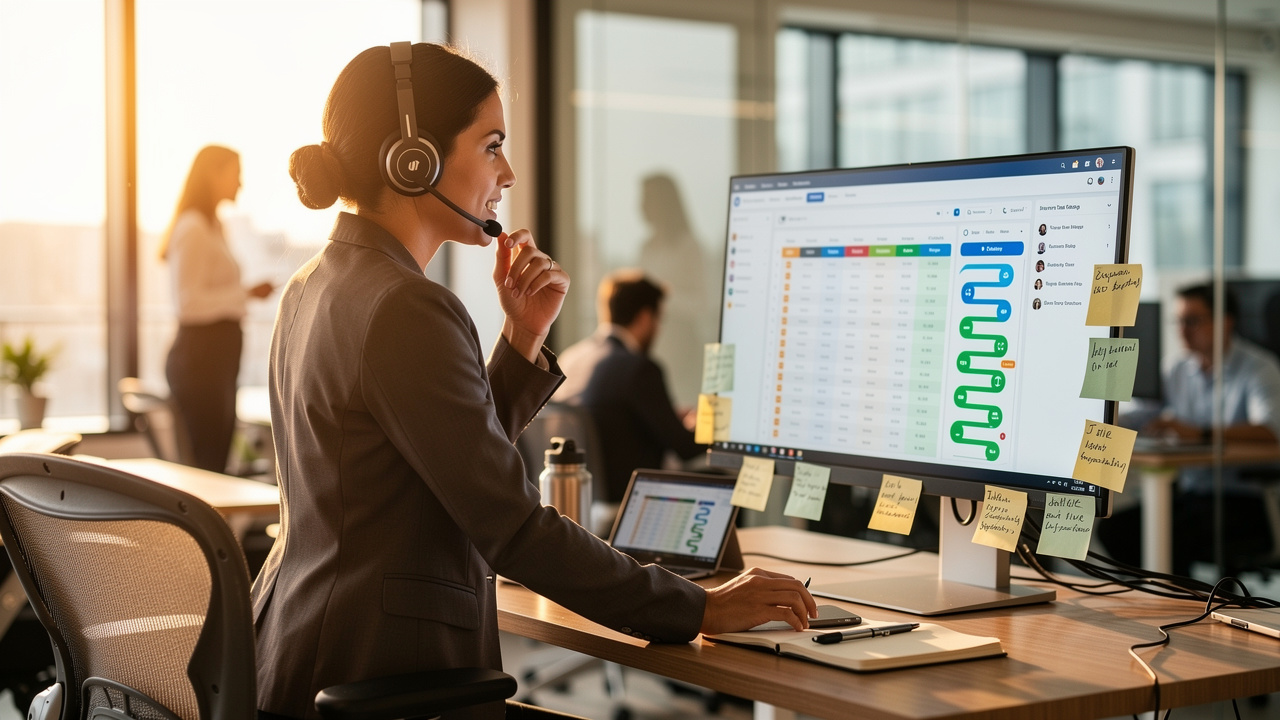 Sales rep conducting outbound B2B prospecting calls