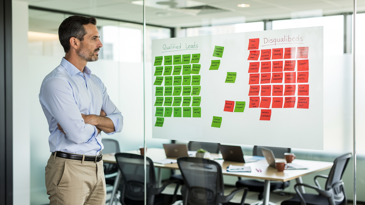 Sales manager identifying disqualification signals in pipeline review