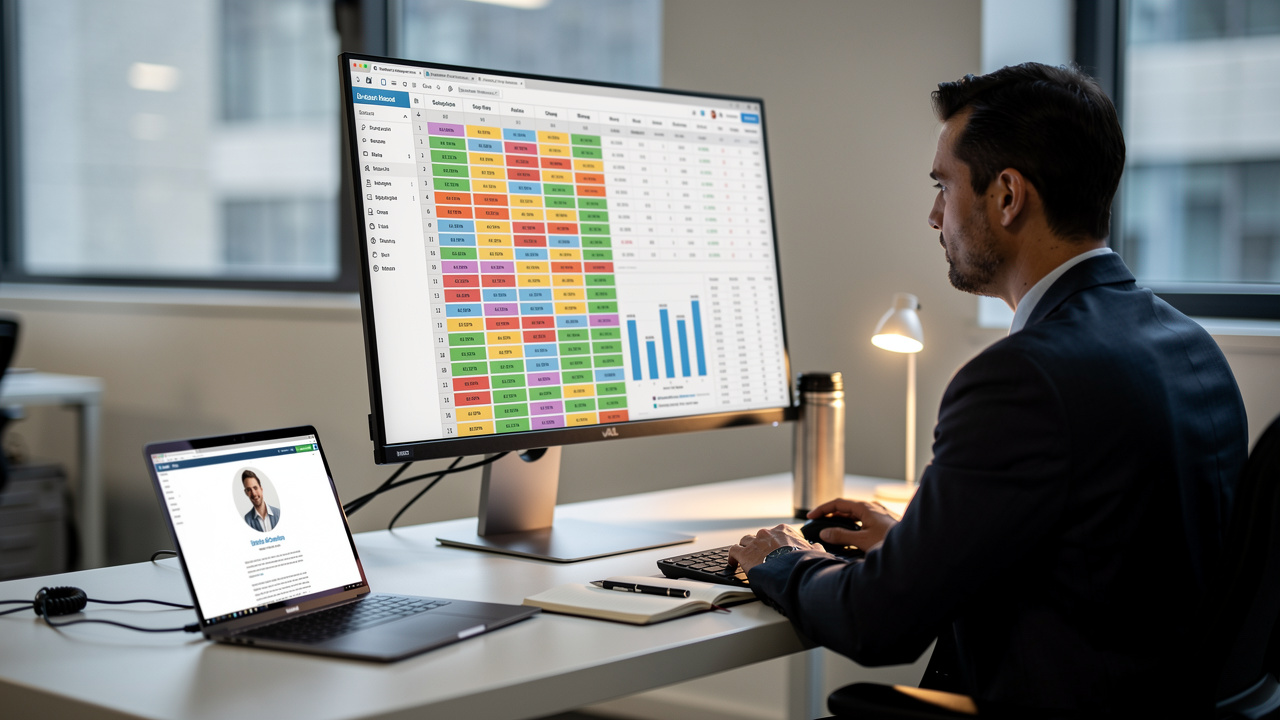 Sales rep doing pre-call research for ideal customer profile