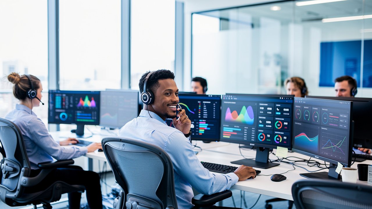 B2B cold calling agency team working in office
