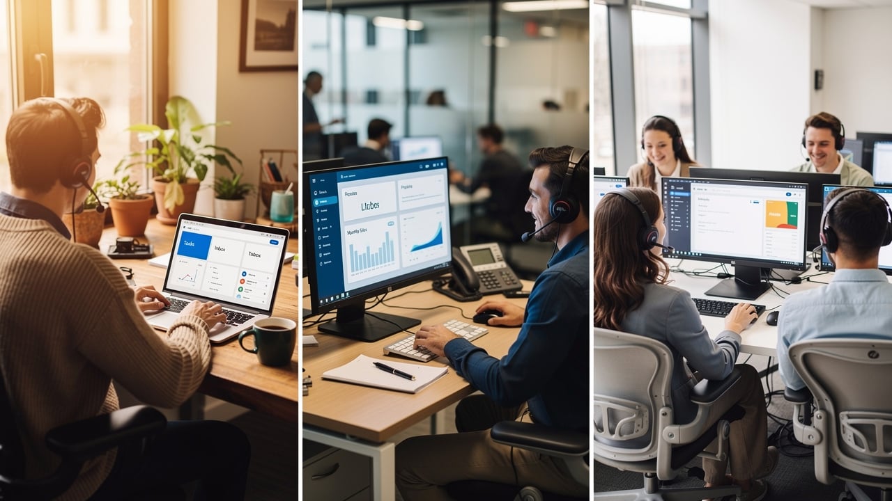Freelancer, employee, and agency cold callers side by side