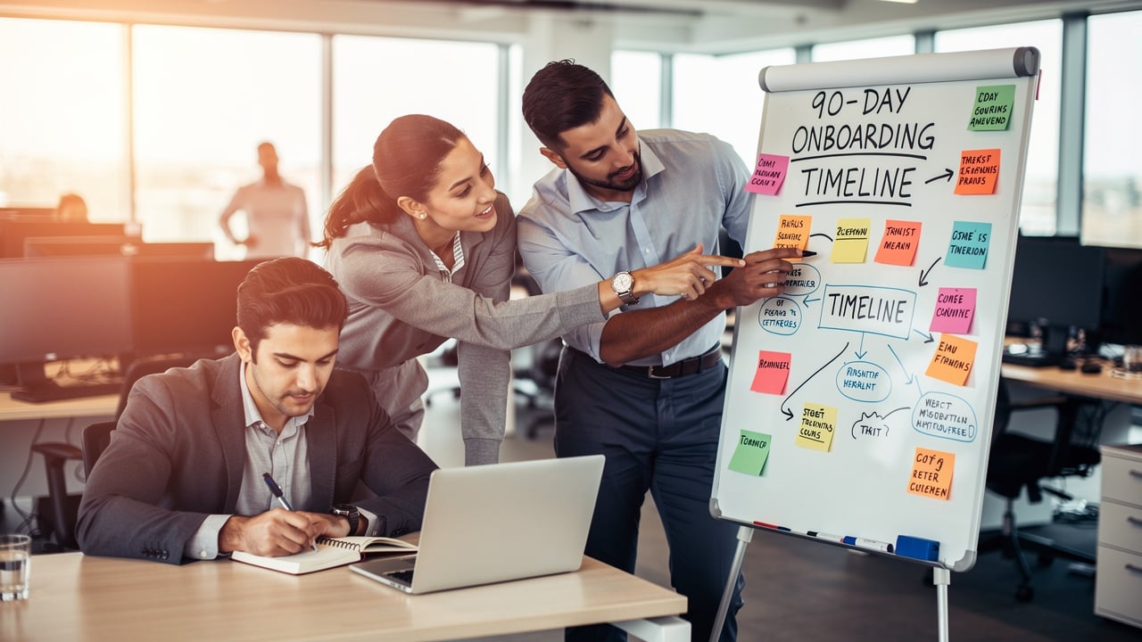 Team mapping a structured sales onboarding plan