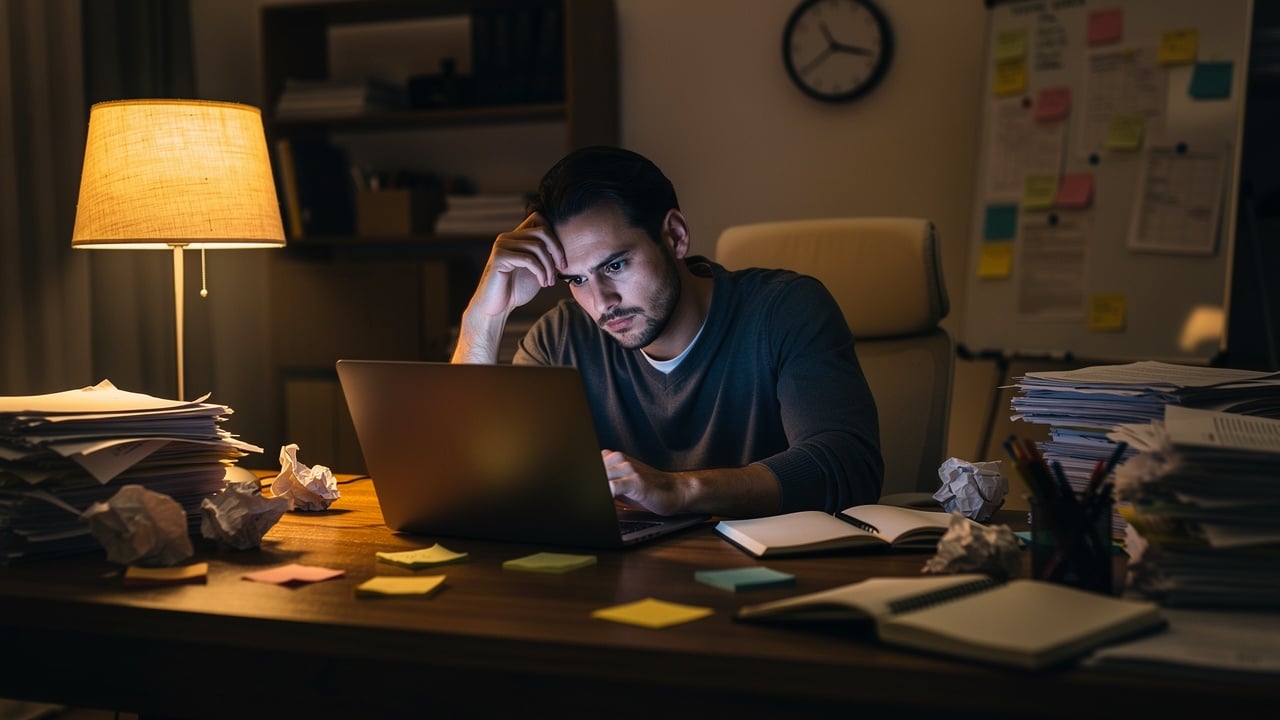 Exhausted founder overwhelmed by too many responsibilities