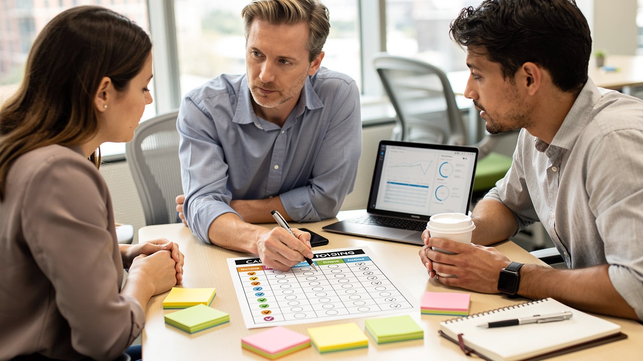 Manager coaching sales rep using call scorecard