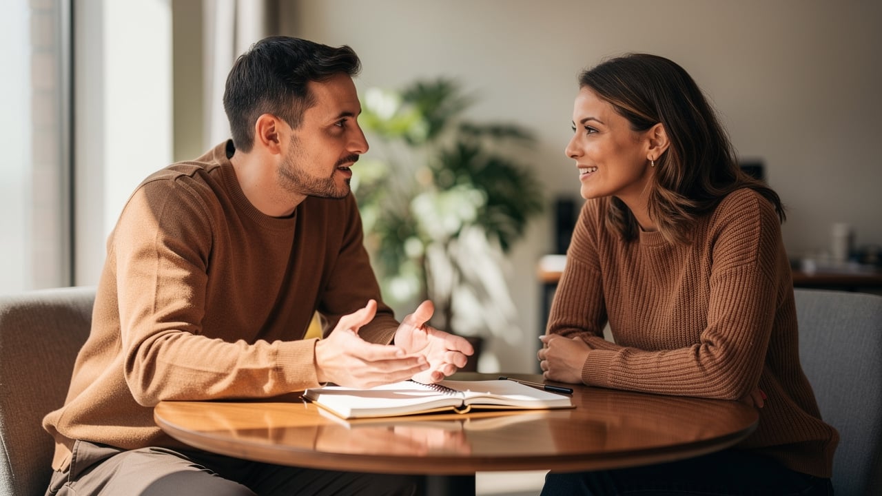 Manager and sales rep having a coaching conversation