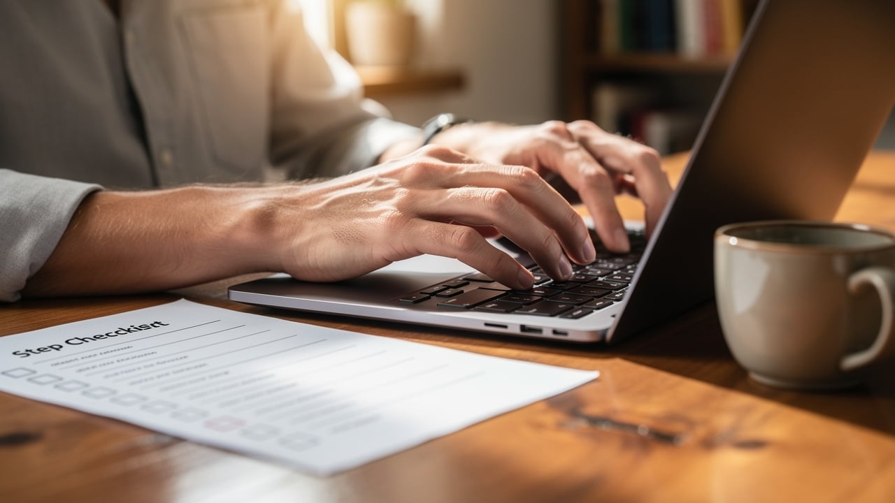 Business owner reviewing a written procedure checklist
