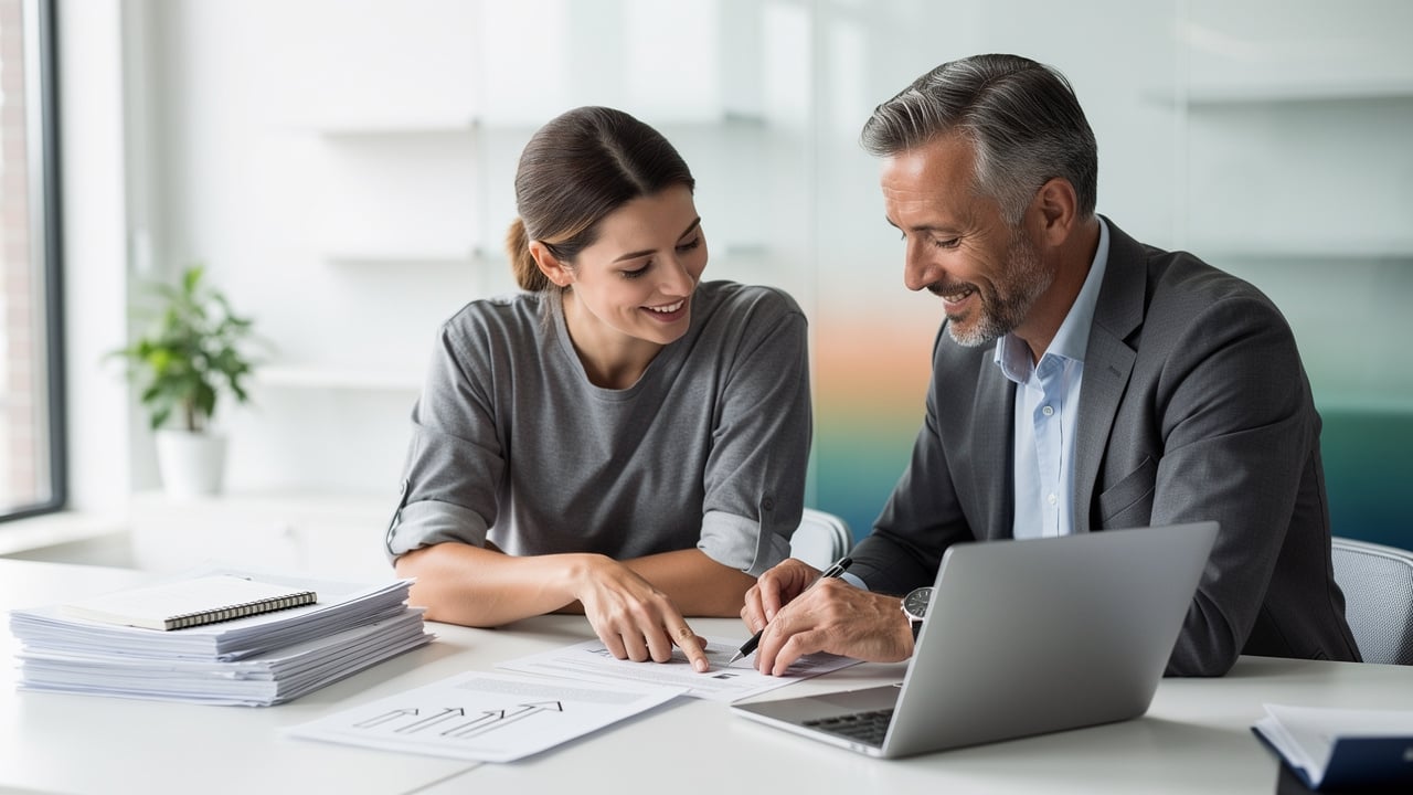 Employee discussing career growth opportunities with a mentor