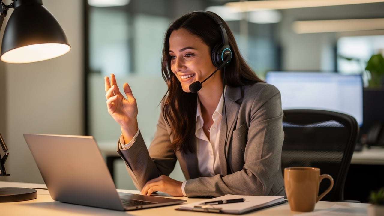 New sales rep showing engaged body language during active listening call