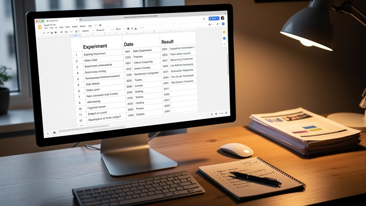 Shared documentation log tracking weekly sales experiments and results