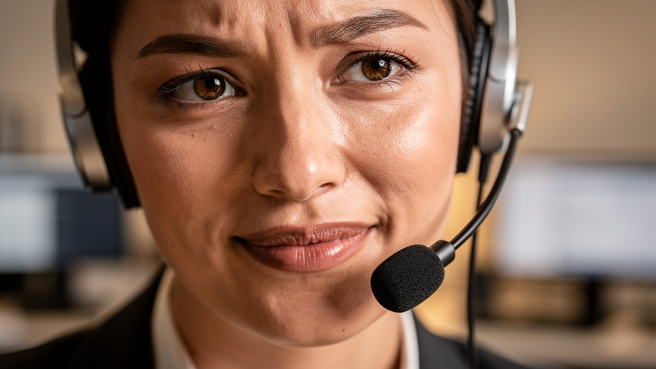 Sales representative concentrating intently during a client call